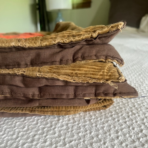 Handmade and well loved corduroy patchwork blanket throw - Picture 14 of 16